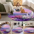 thumbnail image 5 of Purple Lavender Round Area Rug 3Ft Washable Small Circle Rugs for Kitchen Entryway, Spring Country Oil Painting Butterfly Flower Non-Slip Carpet Floor Mats Indoor Outdoor Carpet Runner Home Decor, 5 of 8