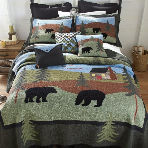 Donna Sharp Bear Lake Full/Queen Cotton Lodge Quilt, Bear Pattern