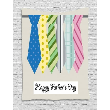Fathers Day Tapestry Colorful Dad Ties With Dotted Striped And