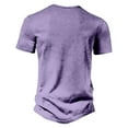 thumbnail image 4 of Qwertyu Mokaloha Mens Shirts, Retro Washed Distressed Solid Color Casual Short Sleeve Henley Tops with Pockets Purple 3XL, 4 of 5