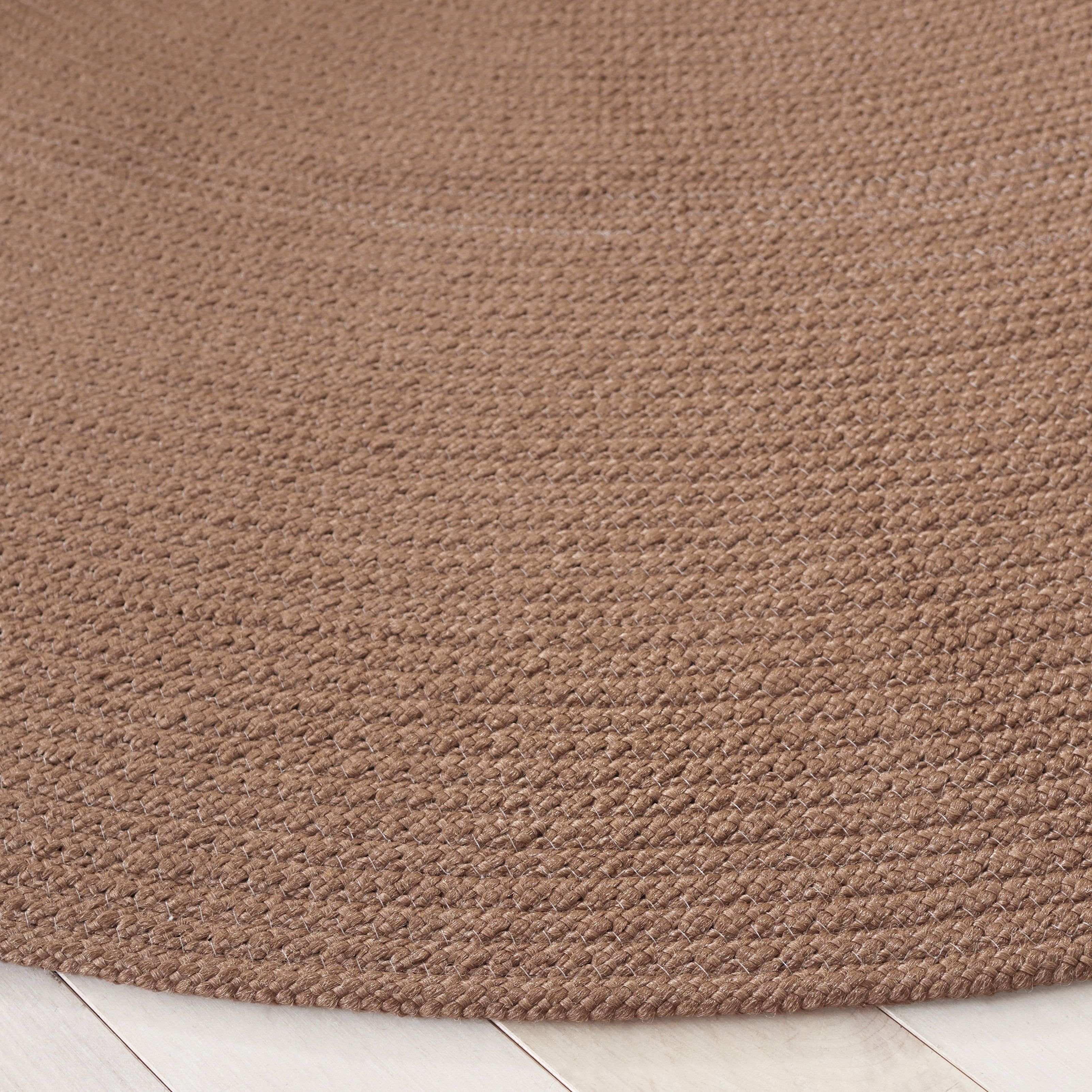 SAFAVIEH Braided Kader Solid Reversible Area Rug, Brown, 5' x 5' Round