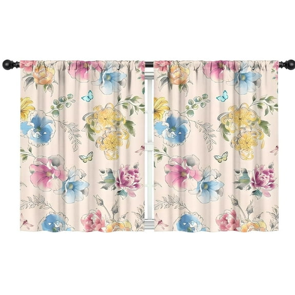 Blackout Kids Curtains,Pioneer Flower Floral Print Pattern Childrens Insulated Curtains Set Of 2,Bedroom Essentials,Toddler Room Decor 42"x54"