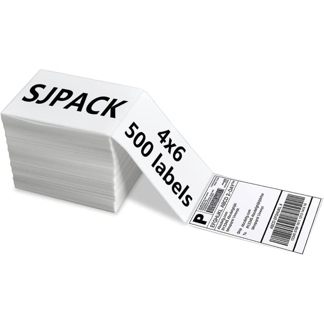 Etiquetas térmicas SJPACK de 4x6 cm, envío con línea perforada 500