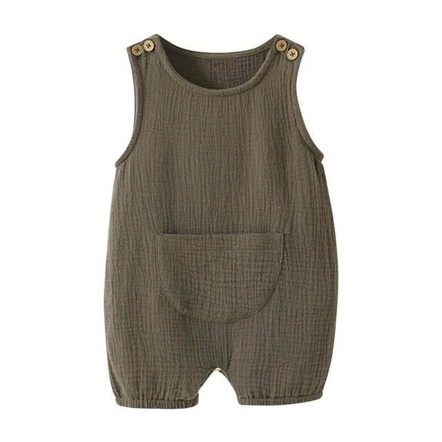 Jgppe Unisex Newborn Baby Clothes Summer Short Sleeve Button Romper Jumpsuit Spring 0-12 Months