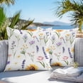 thumbnail image 5 of Waterproof Throw Pillow Covers Set of 2, 24x24 Inch Spring Wildflowers Decorative Pillowcases Outdoor Pillow Slip Cushion Covers Set for Couch Tent Watercolor Botanical Floral, 5 of 7