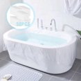 thumbnail image 1 of 50 piezas de cubierta de bañera, forro desechable para cubierta de bañera, bolsa de plástico grande para cubierta de bañera de 85 x 45 pulgadas, revestimiento de bañera para viajes en casa, hotel, sal, 1 of 8