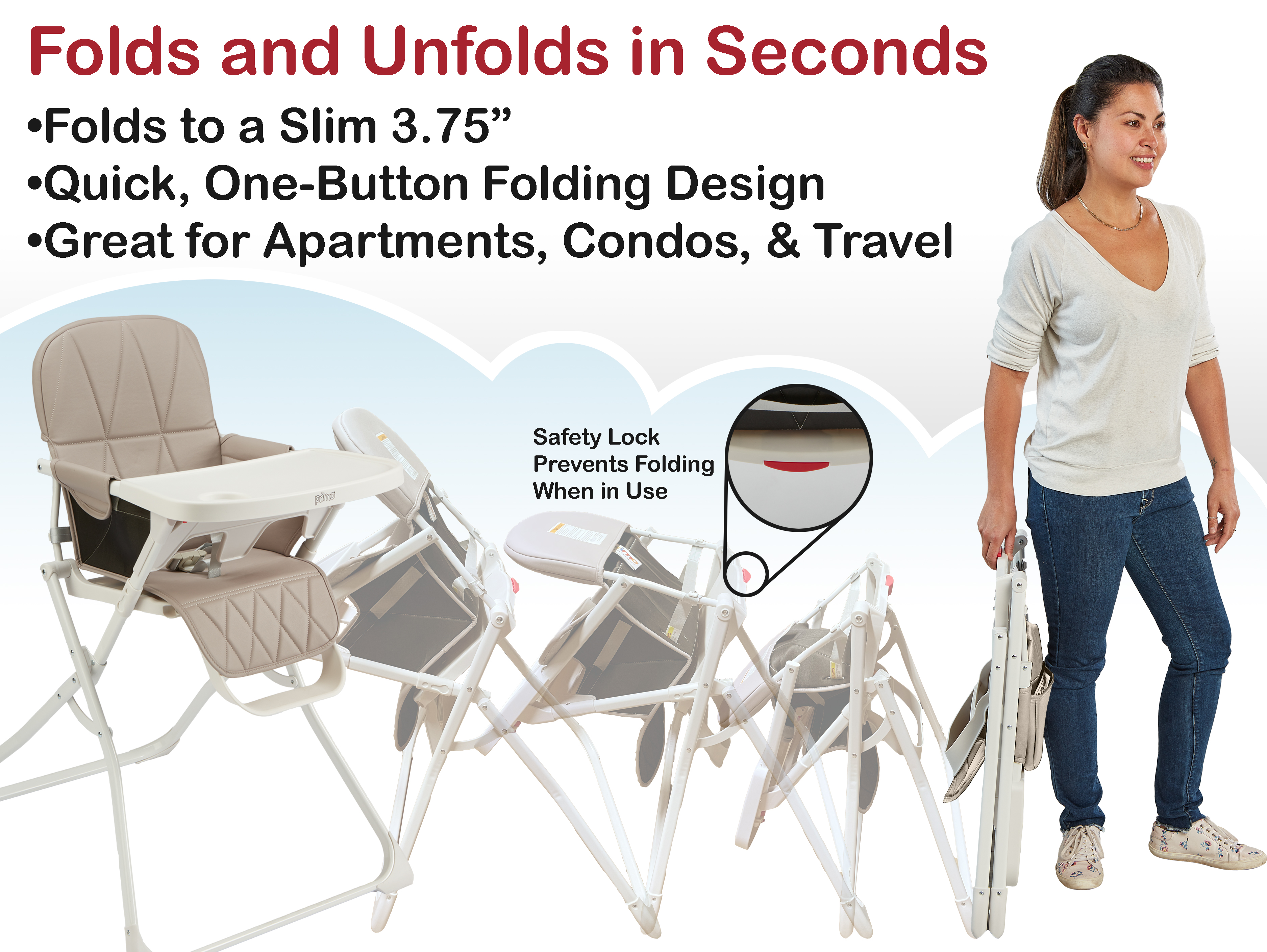 Primo PopUp Folding High Chair - Gray