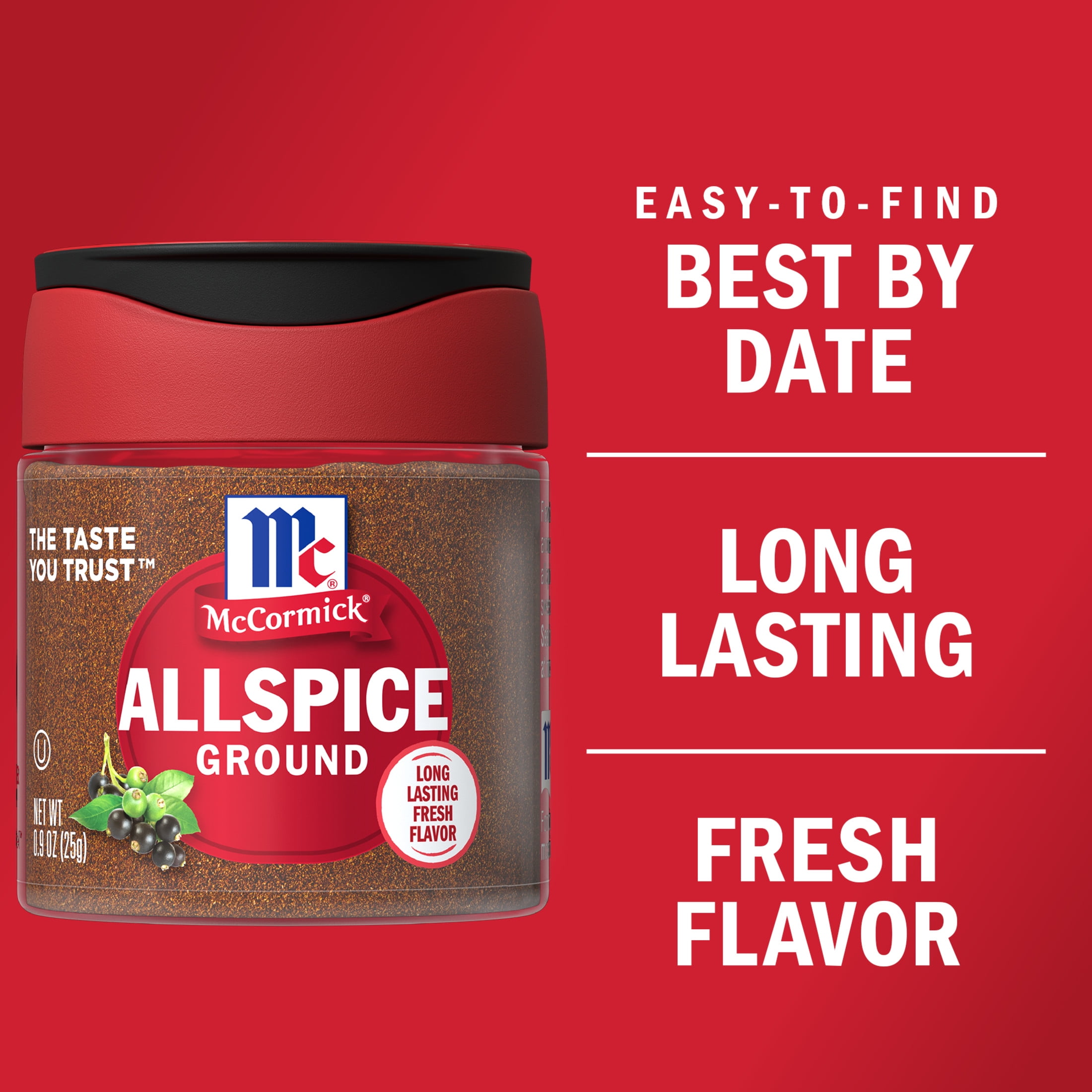 (3 pack) McCormick Non-GMO Kosher Ground Allspice, 0.9 oz Bottle