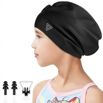 Trisens Kids Extra Large Swim Cap for Girls Boys Children Youth Teen,Waterproof Silicone Swimming Caps for Long Curly Hair Braids Dreadlocks Afro Hair Extensions Weaves