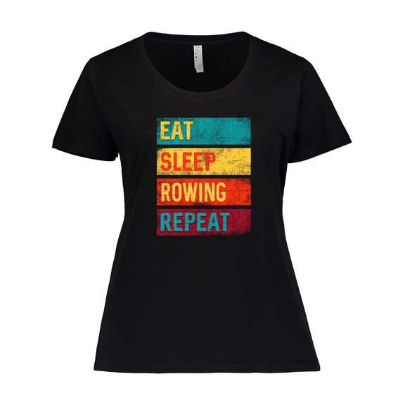 Inktastic Eat Sleep Rowing Repeat Women's Plus Size T-Shirt