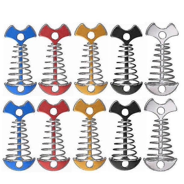 10 piezas de clavijas de anclaje ajustables para suelo de tablones, con hebillas para toldos de exterior, clavos fijos para camping