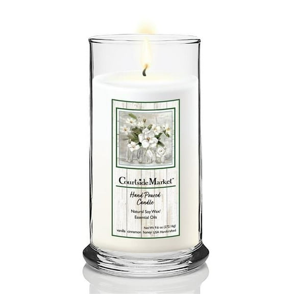Courtside Market CAN-WW343-18S 18 oz Romantic Magnolias Status Candle Glass, Clear