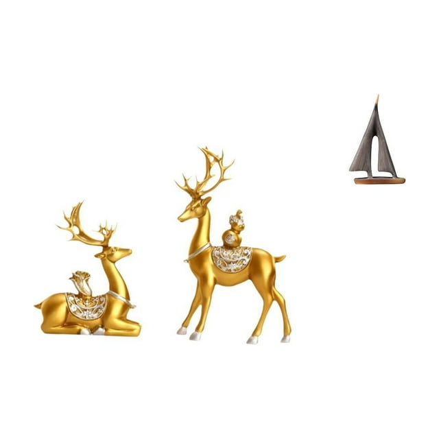 Elegantes Figuras De Renos Y Veleros. Esculturas únicas De Alces Y Veleros. Adornos Decorativos Para Estanterías, Escritorios Y Salas De Estar.
