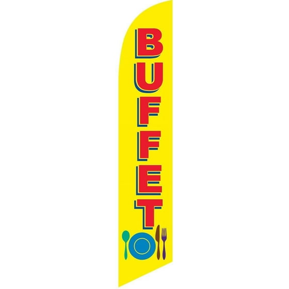 Buffet Restaurant Advertising Feather Banner Swooper Flag, Replacement Flag Only