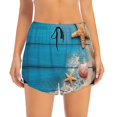 thumbnail image 2 of Balery Shells and Starfish Pantalones cortos deportivos para mujer con forro y dos bolsillos, elásticos, para entrenamiento, gimnasio, yoga-X-Large, 2 of 7