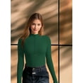 thumbnail image 6 of MOYIKO Mock Turtle Neck Zip Up Long Sleeve Bodysuit Deep V Sexy Womens Tops (Deep Green,XX-Large), 6 of 7
