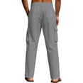 thumbnail image 5 of SOOMLON Cargo Pants for Men Loose Fit Big and Tall Elastic Waist Drawstring Linen Pants Breathable Hiking Pants, 5 of 5
