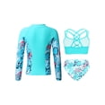 thumbnail image 2 of CHICTRY Girls Rash Guard Set Long Sleeve Zipper Tops with Strappy Crop Top Briefs for Beach Pool Swimming A Leaf 8, 2 of 7