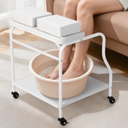 Portable Pedicure Cart with Foot Rest, Salon Nail and Foot Bath Spa Rolling Cart for Beauty Salon Use,with Soft Cushion, Locking Wheels, for Spa, Salon & Home
