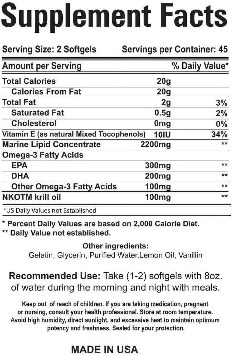 Omega Marine - 90 Softgel - 100% Natural Dietary Supplement