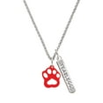 thumbnail image 1 of Delight Jewelry Acrylic Small Paw Red Silvertone Fearless Bar Charm Necklace, 23", 1 of 4