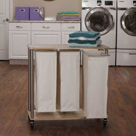 Household Essentials 3-Bag Laundry Sorter, Beige