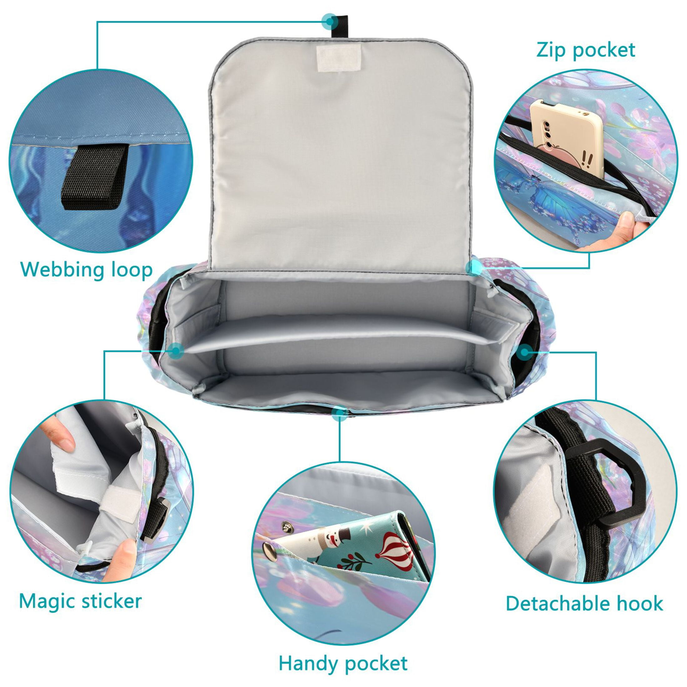 DIXRUYEE Stroller Organizer Crystal Wings Printed