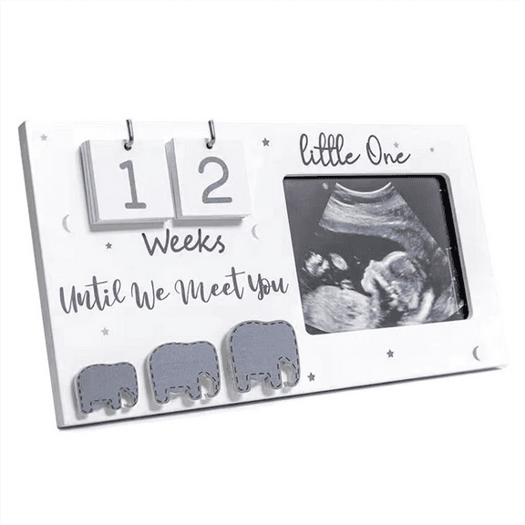 Sonogram Picture Frames, Ultrasound Photo Frames with Countdown Weeks, Elephant Nursery Decor for Birth Information