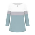 thumbnail image 6 of Viluyesy Round Neck T-Shirt for Womens 3/4 Sleeves Shirt Tops Fashionable Loose Blouse Light Blue Size L, 6 of 6