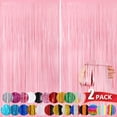 thumbnail image 1 of Cortinas con flecos de aluminio NUWDHP, color rosa pastel metalizado, 1 x 2,5 m, paquete de 2, 1 of 7