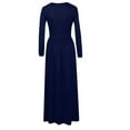 thumbnail image 3 of Fangasis Women Dress Solid Color Maxi Dresses Long Sleeve Ladies Sexy Slim Fit Party Navy Blue XS, 3 of 6