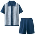 thumbnail image 4 of Stamzod Men Short Sets Outfits 2 Piece Summer Turndown Short Sleeve Knitting Cotton Shirts and Shorts Set Casual Beach Vacation Clothes for Men with Pocket Navy M, 4 of 4