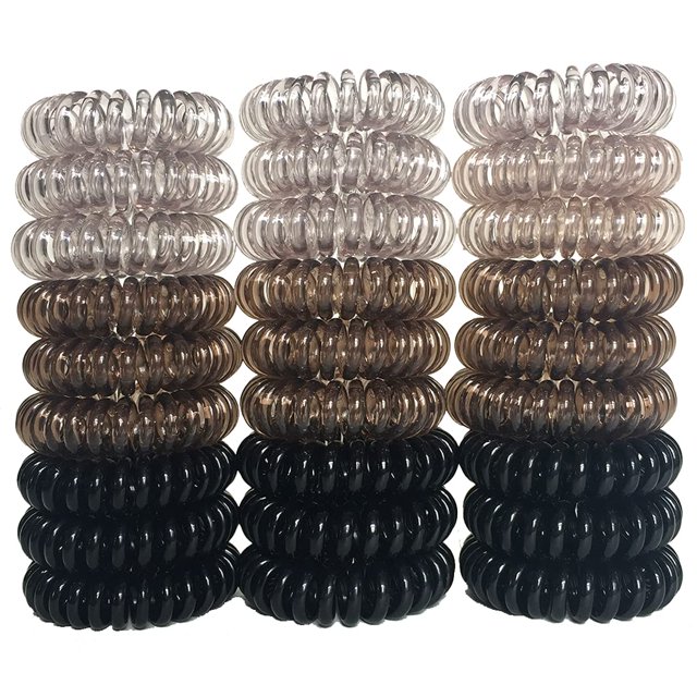 RN BEAUTY Juego de lazos para el cabello en espiral de color degradado, 27 piezas en espiral, elásticos sin rastro, bandas para el cabello y accesorios impermeables (1,58 pulgadas/4 cm)