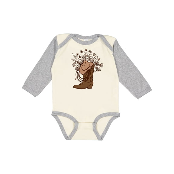 Inktastic Cowgirl Rodeo Western Boot Girls Long Sleeve Baby Bodysuit