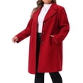 thumbnail image 2 of DARING DIVA Women's Plus Size Mid Length Notch Lapel Pea Coat 3X Wine Red, 2 of 6