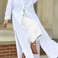 thumbnail image 6 of Brglopf Womens Wide Leg Culottes Loose Fit Cropped Pants Elastic High Waist Pleated Casual Capris Palazzo Trousers with Pockets White L, 6 of 9