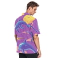 thumbnail image 4 of Ckdifva Retro Dolphins Trees Mens Button Down Short Sleeve Shirt Casual Shirts Beach Hawaiian Shirts, 4 of 8
