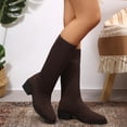 thumbnail image 6 of Women's Knee High Boots Stretch Square Toe Chunky Block Heel Long Boots for Women Comfortable Breathable Womens Boots, 6 of 9