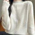 thumbnail image 6 of UTSJKR Women's Snowflake Graphic Sweater Slim Fit Knit Long Sleeve Half Turtleneck Pullover Shirts Winter Comfortable Thermal Blouse White XL, 6 of 10