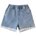 thumbnail image 5 of Liyamei Girls Denim Shorts with Loose Fit for Summer Everyday Wear Size 2-8,Light Blue, 5 of 5