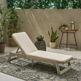thumbnail image 3 of Cullen Outdoor Acacia Wood Chaise Lounge and Cushion Set, Light Gray and Cream, 3 of 9