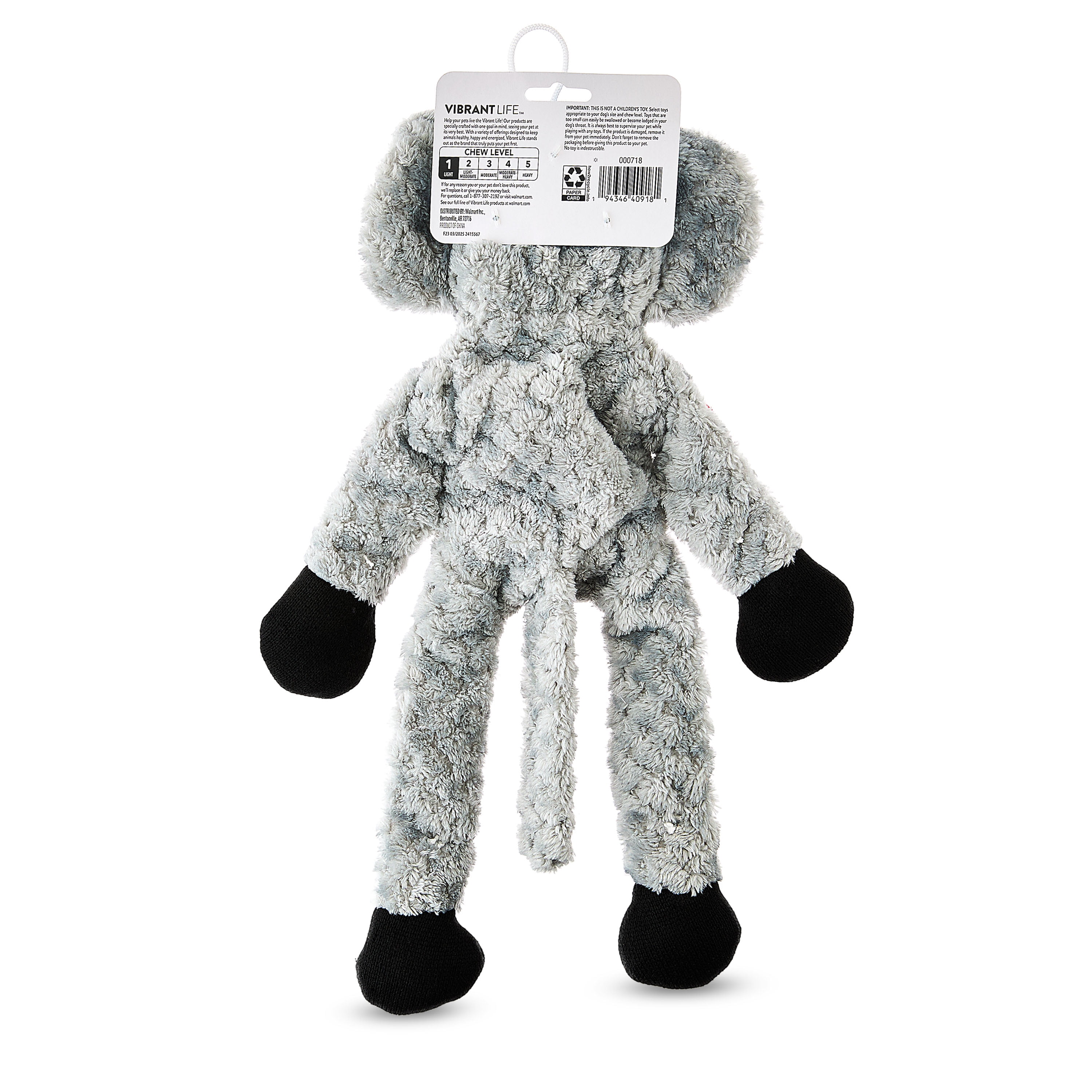 Vibrant Life Cozy Buddy Rope Elephant Dog Toy, Chew Level 1