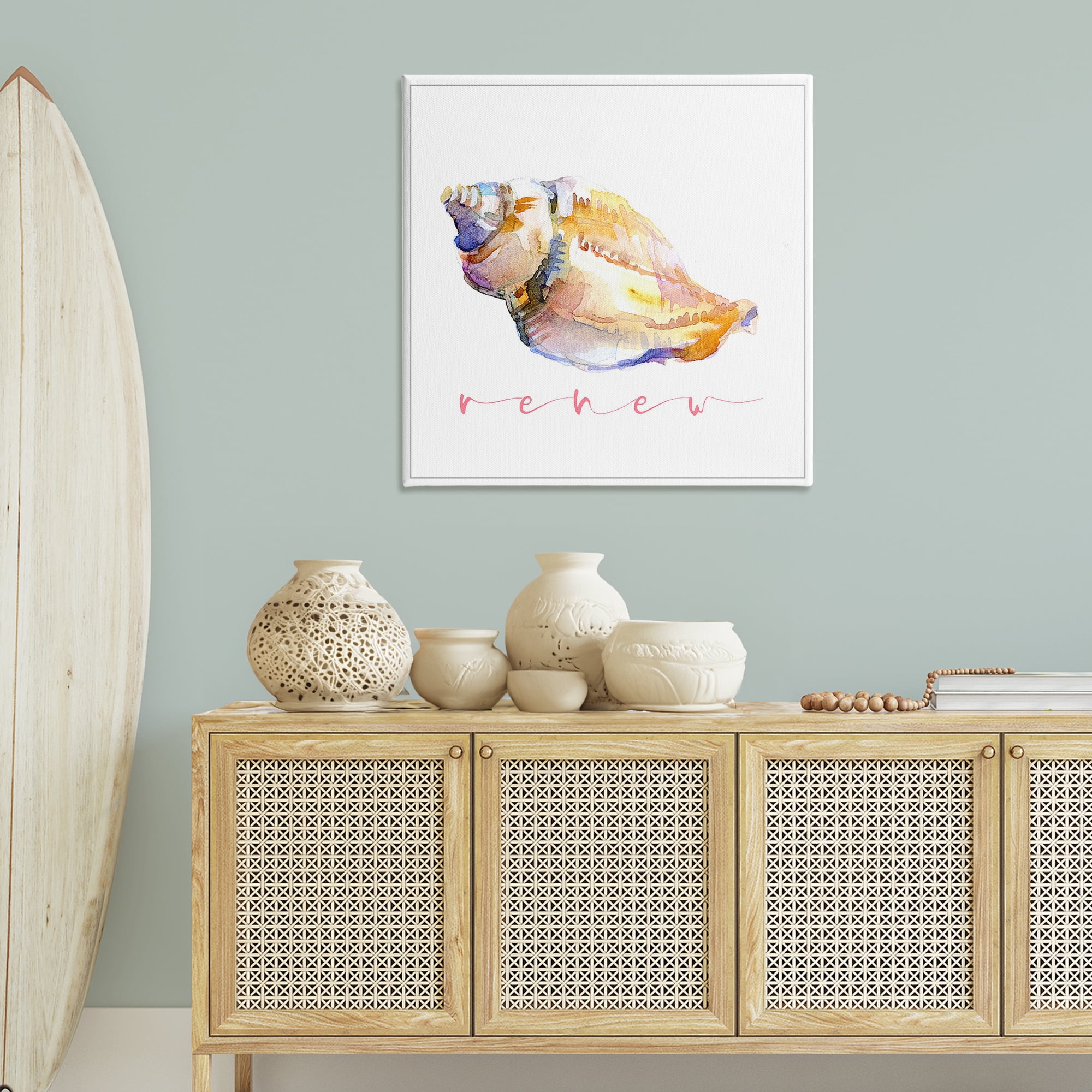 Stupell Industries Conch Shell Renew Nautical & Beach Painting Wrapped Canvas Art Print Wall Art, 36 x 36