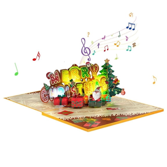 HILOGEL Elegant 3D Popup Christmas Greeting Paper Card with Music for Special Gift
