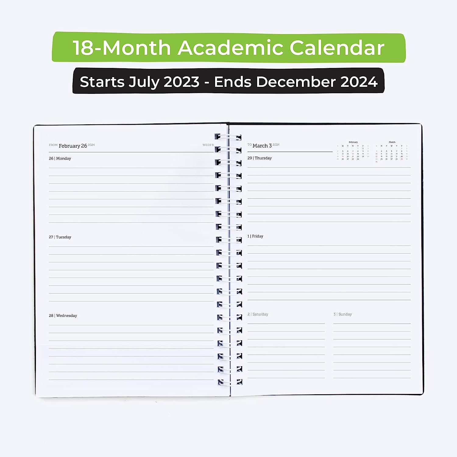 WallDeca 2023-2024 Academic Weekly & Monthly Planner, Jul 2023 - Dec 2024 8  x 6-inch - Walmart.com