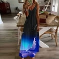 thumbnail image 2 of Summer Saving Wycnly Summer Dresses for Women Beach Holiday High Waist Swing Spaghetti Strap Long Dresses 2024 Short Sleeve V-Neck Hawaiian Graphics Maxi Formal Dress Blue s, 2 of 5