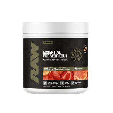 RAW Nutrition X GBRS Essential Pre Workout Powder, 200mg Caffeine, Hard to Kill Strawberry Lemonade, 20 Servings