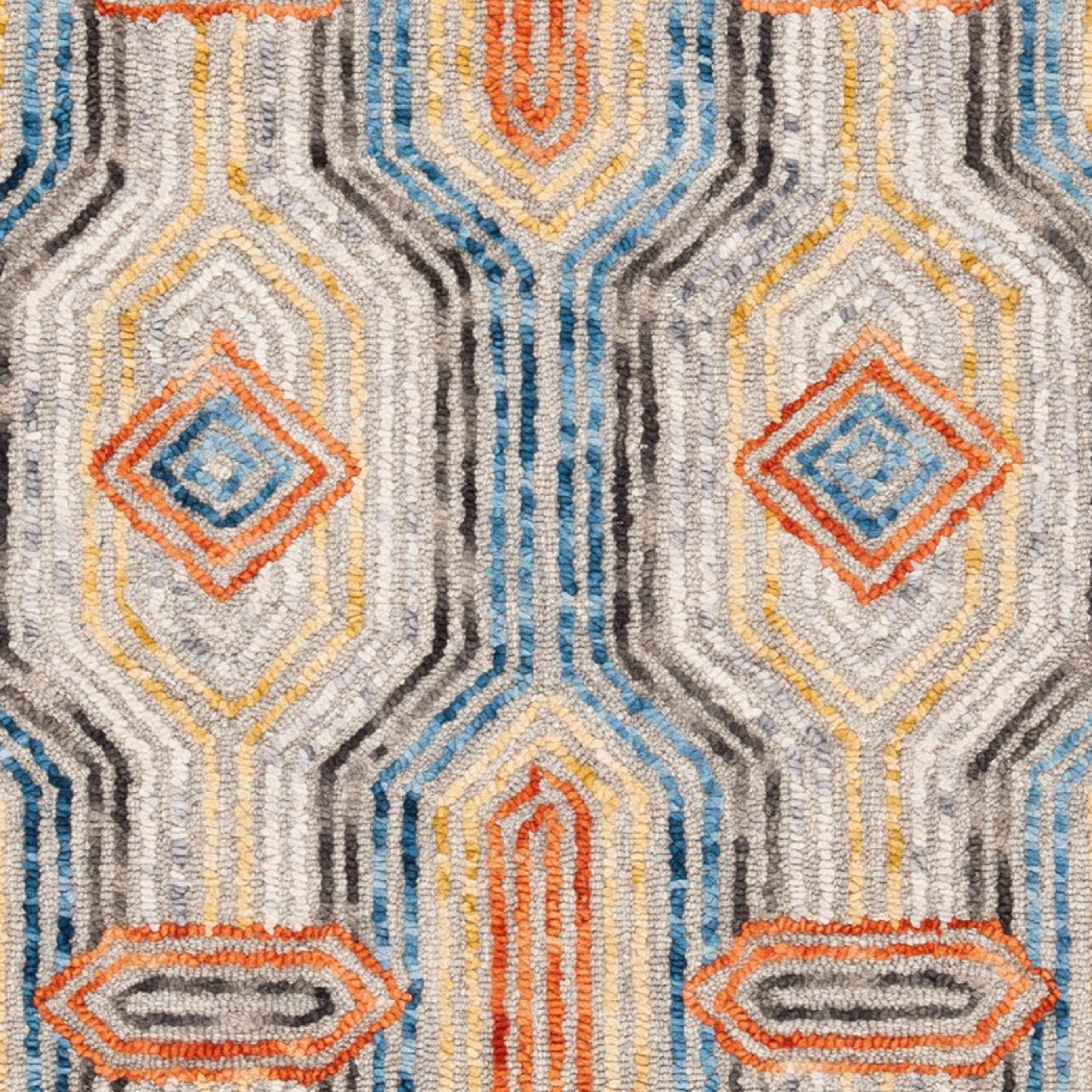 SAFAVIEH Trace Constantina Geometric Striped Wool Area Rug, Grey/Blue, 3' x 5'