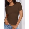 thumbnail image 3 of Remera PRETTYGARDEN 2025 de Punto Canalé Ajustada Marrón XL, 3 of 5