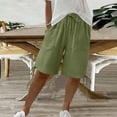 thumbnail image 6 of GUACER Womens Wide Leg Shorts Casual Drawstring Elastic Waist Linen Summer Bermuda Shorts with Pockets Hem Tie, 6 of 7